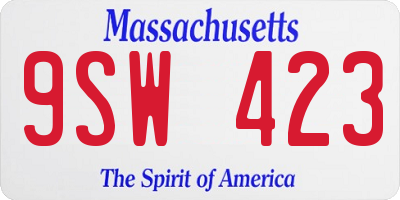 MA license plate 9SW423
