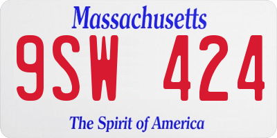 MA license plate 9SW424