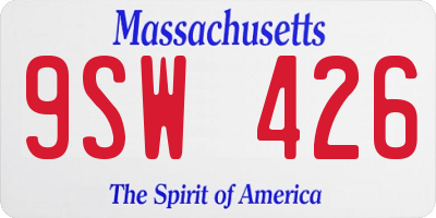 MA license plate 9SW426