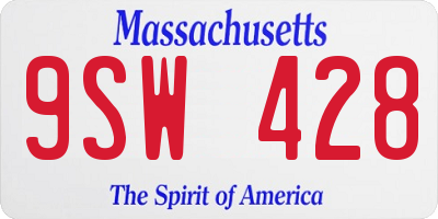 MA license plate 9SW428