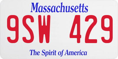 MA license plate 9SW429
