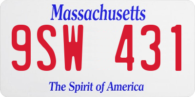 MA license plate 9SW431