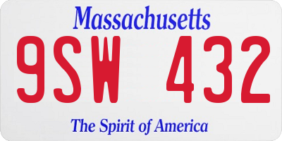 MA license plate 9SW432