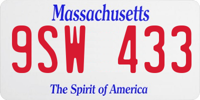 MA license plate 9SW433