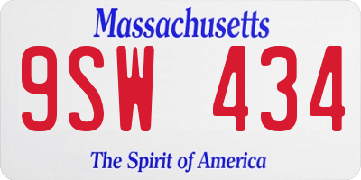 MA license plate 9SW434
