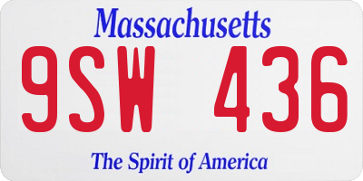 MA license plate 9SW436
