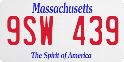 MA license plate 9SW439