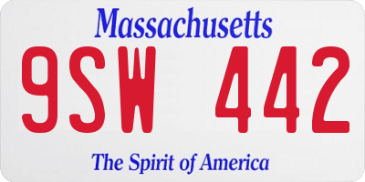 MA license plate 9SW442