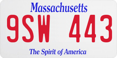 MA license plate 9SW443