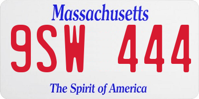 MA license plate 9SW444