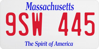 MA license plate 9SW445