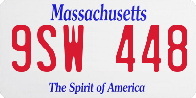 MA license plate 9SW448