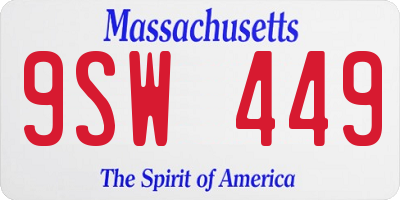 MA license plate 9SW449