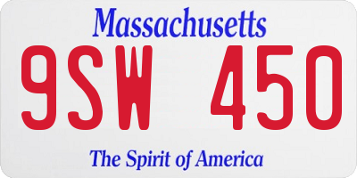 MA license plate 9SW450