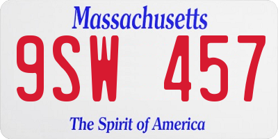 MA license plate 9SW457