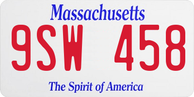 MA license plate 9SW458