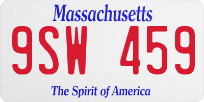 MA license plate 9SW459