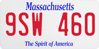 MA license plate 9SW460