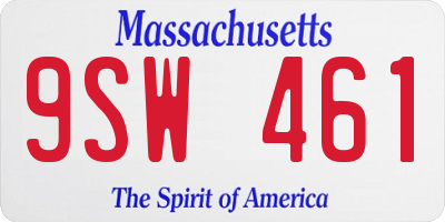 MA license plate 9SW461
