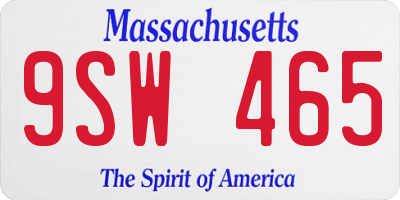 MA license plate 9SW465