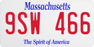 MA license plate 9SW466