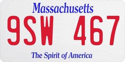 MA license plate 9SW467
