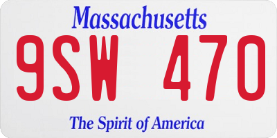 MA license plate 9SW470