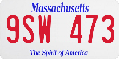 MA license plate 9SW473