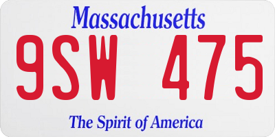 MA license plate 9SW475