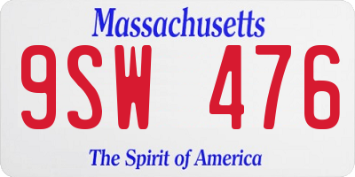 MA license plate 9SW476
