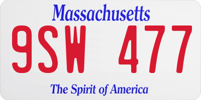 MA license plate 9SW477
