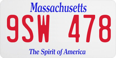 MA license plate 9SW478