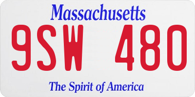 MA license plate 9SW480