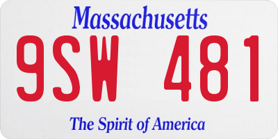 MA license plate 9SW481