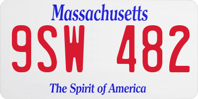 MA license plate 9SW482