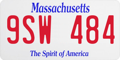 MA license plate 9SW484