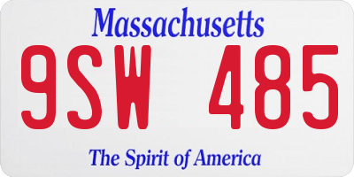 MA license plate 9SW485