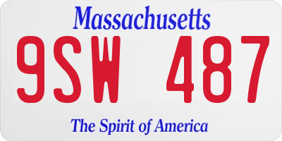 MA license plate 9SW487