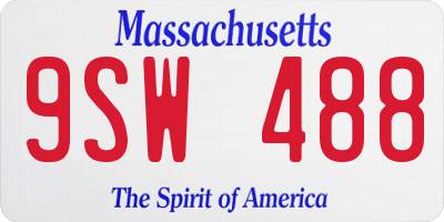 MA license plate 9SW488