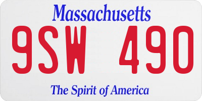 MA license plate 9SW490