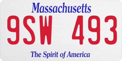 MA license plate 9SW493