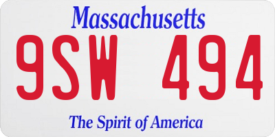 MA license plate 9SW494