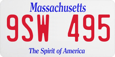 MA license plate 9SW495