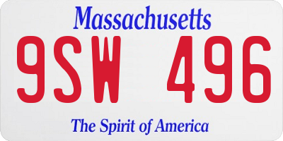 MA license plate 9SW496