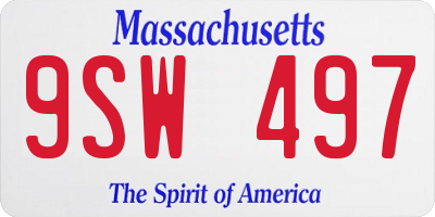 MA license plate 9SW497