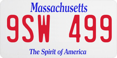 MA license plate 9SW499