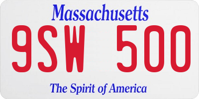 MA license plate 9SW500