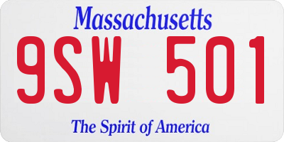 MA license plate 9SW501