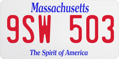 MA license plate 9SW503