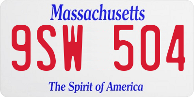 MA license plate 9SW504